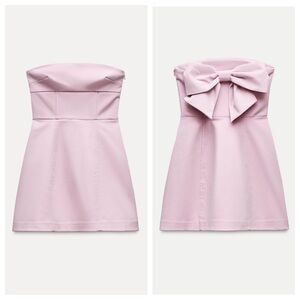 Zara Pink Strapless Mini Dress with Bow